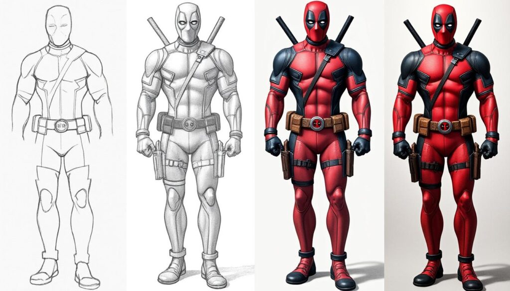 apprenez à dessiner deadpool facilement grâce à ce guide étape par étape, idéal pour les débutants et les fans de comics.