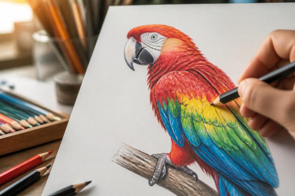 découvrez notre guide simple pour apprendre à dessiner un perroquet et capturer ses couleurs éclatantes pas à pas, même si vous êtes débutant.