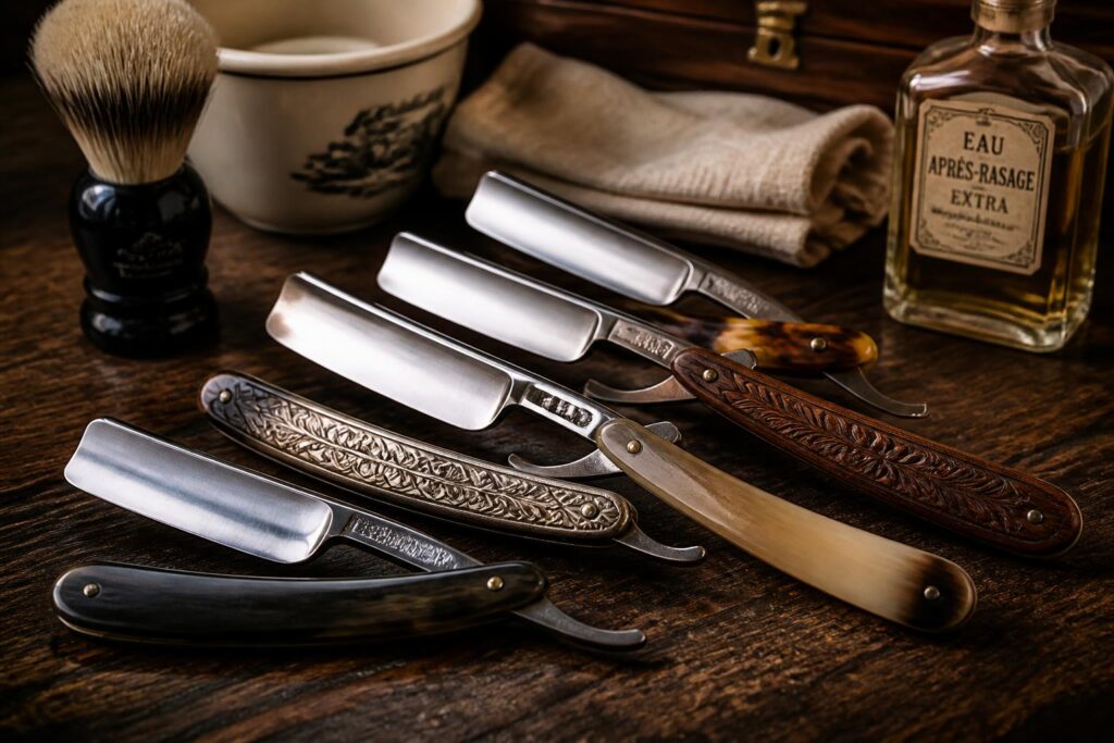 découvrez les designs de lames traditionnelles qui captivent les passionnés de l'art du rasage à l'ancienne. guide complet des straight razors pour un rasage précis et élégant.