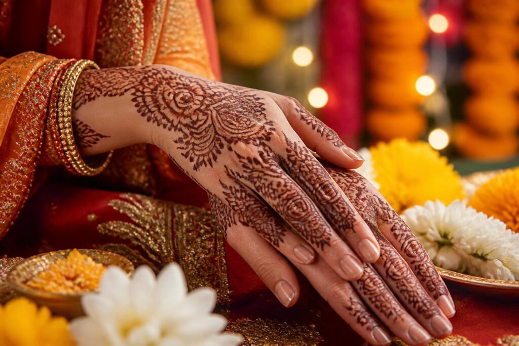 découvrez l'art traditionnel du mehndi, ses magnifiques motifs qui embellissent les mains lors des fêtes indiennes, symbolisant beauté et culture.