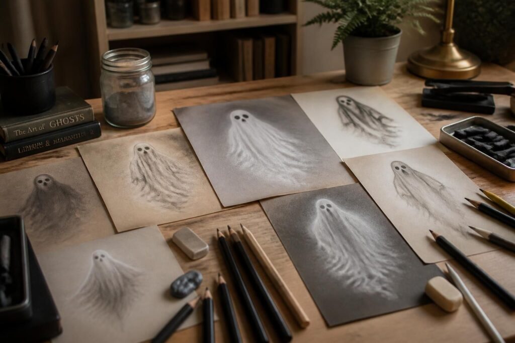 apprenez à dessiner des fantômes facilement avec des techniques simples pour un effet réaliste et réussi. guide étape par étape pour débutants et passionnés.