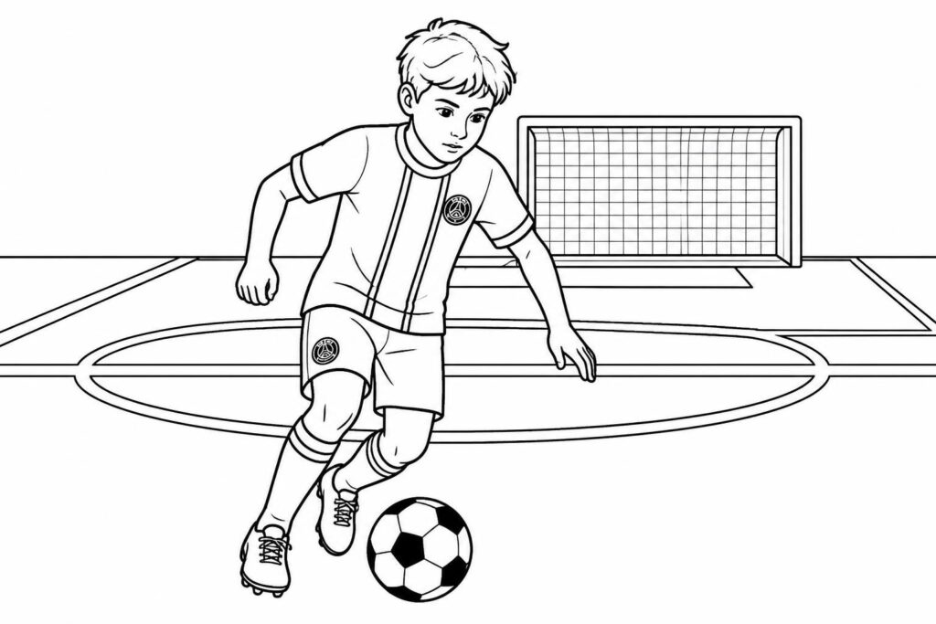 téléchargez et imprimez des coloriages de football spécialement conçus pour les enfants fans de football et du psg. amusez-vous à colorier vos joueurs et moments préférés du club !