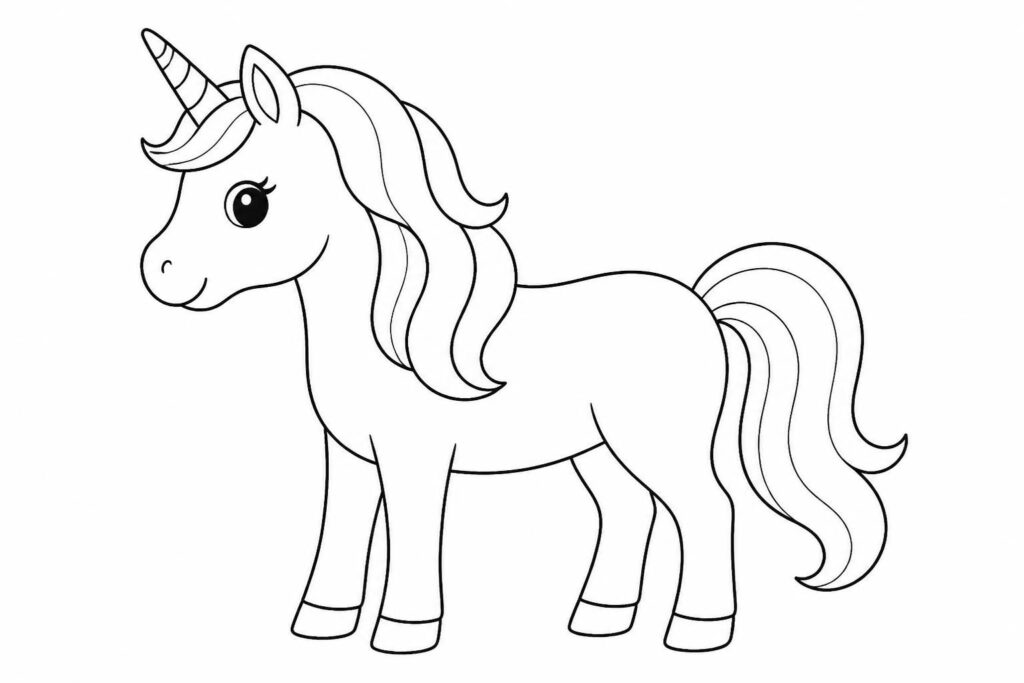 téléchargez gratuitement des coloriages de licornes faciles à imprimer, parfaits pour les petits artistes en herbe.
